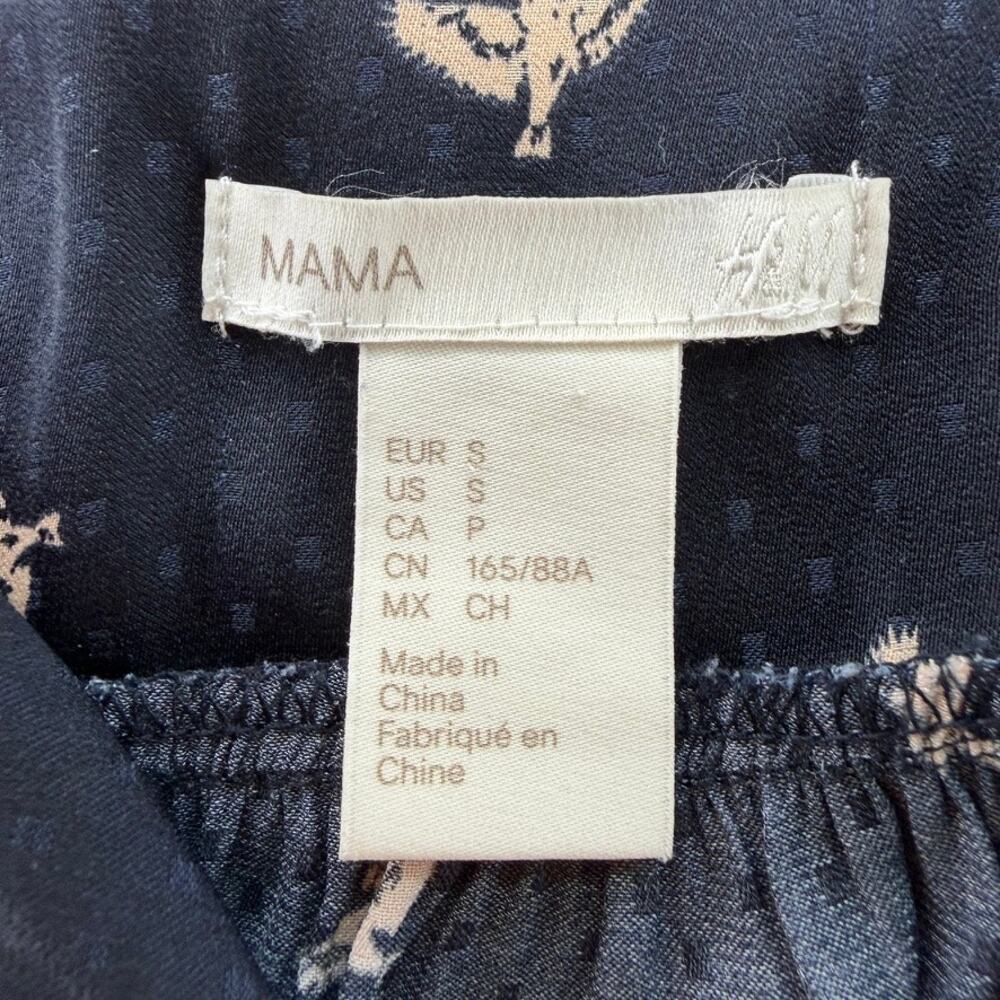 H&M Mama Navy Bird Print Dress | Flutter Sleeve Belted V-Neck | Maternity Small - Picture 9 of 9